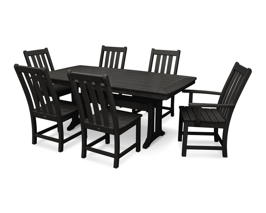 POLYWOOD Vineyard 7-Piece Dining Set with Trestle Legs in Black