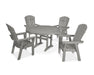 POLYWOOD Nautical Curveback Adirondack 5-Piece Round Dining Set with Trestle Legs in Slate Grey image