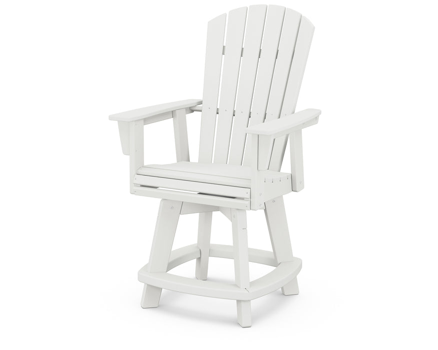 POLYWOOD Nautical Curveback Adirondack Swivel Counter Chair in Vintage White