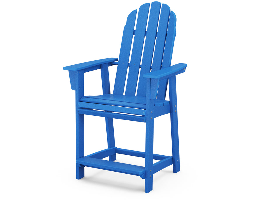 POLYWOOD Vineyard Curveback Adirondack Counter Chair in Pacific Blue