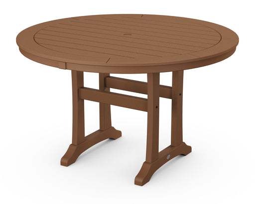 POLYWOOD Nautical Trestle 48" Round Dining Table in Teak image