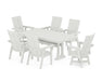 POLYWOOD Modern Curveback Adirondack Swivel Chair 7-Piece Farmhouse Dining Set With Trestle Legs in Vintage White image
