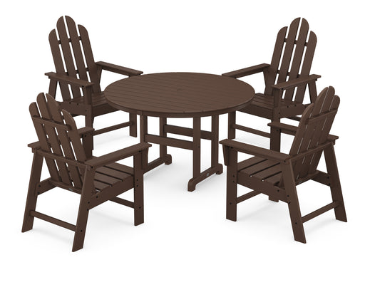 POLYWOOD Long Island 5-Piece Round Farmhouse Dining Set in Mahogany image