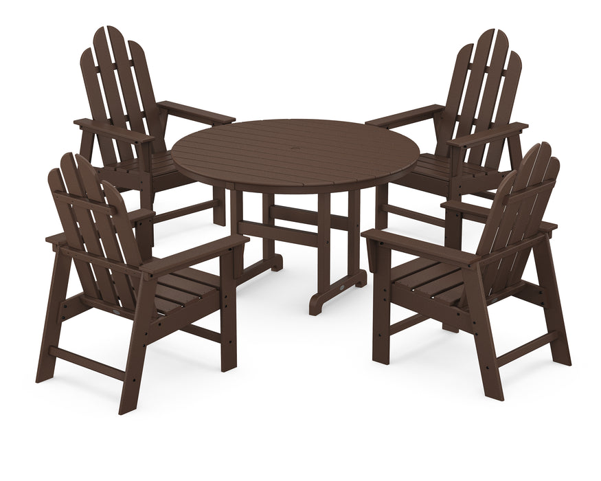 POLYWOOD Long Island 5-Piece Round Farmhouse Dining Set in Mahogany image