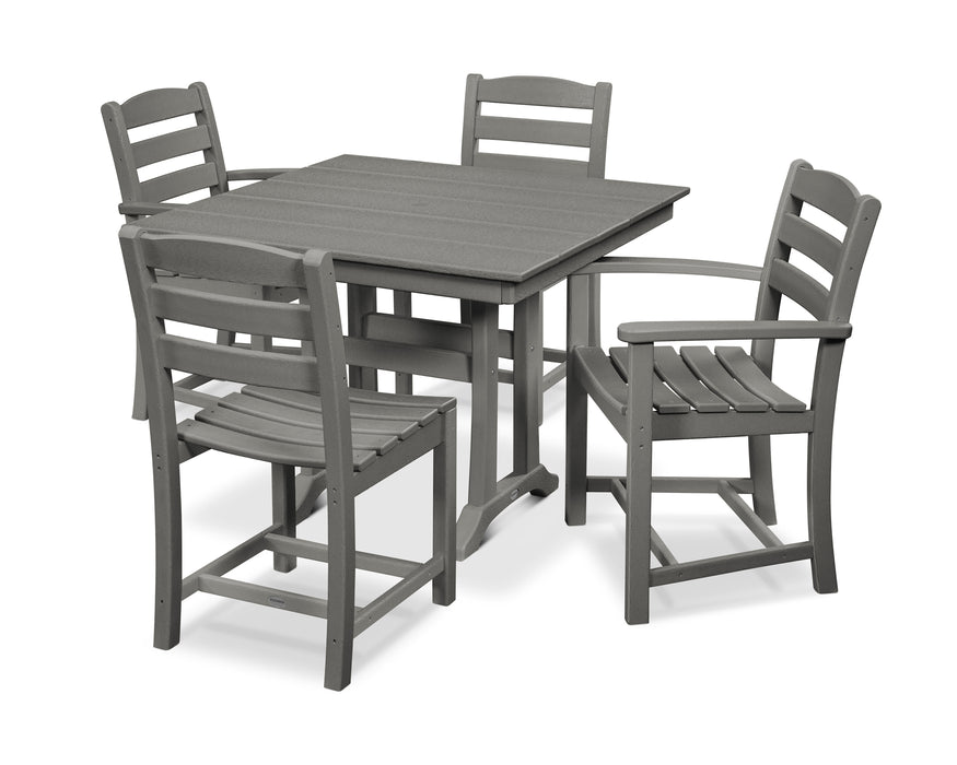 POLYWOOD La Casa Cafe 5-Piece Farmhouse Dining Set with Trestle Legs in Slate Grey