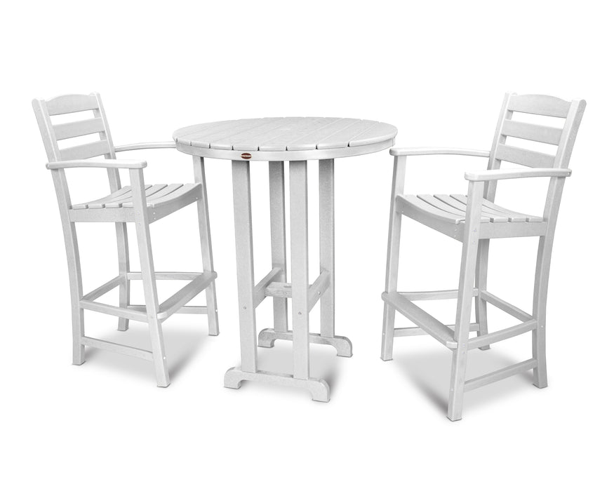 POLYWOOD La Casa Cafe 3-Piece Round Farmhouse Bar Set in White