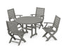 POLYWOOD Signature Folding Chair 5-Piece Round Farmhouse Dining Set in Slate Grey image