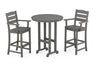 POLYWOOD Lakeside 3-Piece Round Bar Arm Chair Set in Slate Grey image