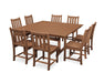 POLYWOOD Traditional Garden 9-Piece Farmhouse Trestle Dining Set in Teak image