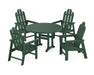 POLYWOOD Long Island 5-Piece Round Dining Set with Trestle Legs in Green image