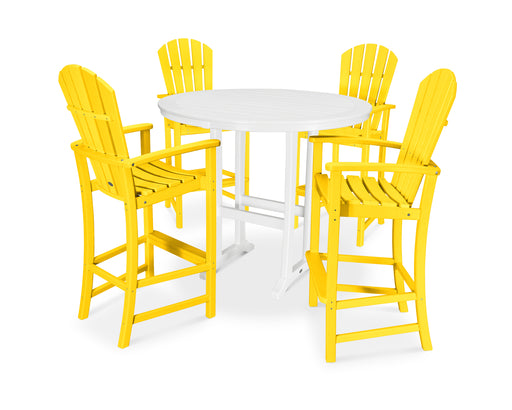 POLYWOOD 5 Piece Palm Coast Bar Set in Lemon / White image