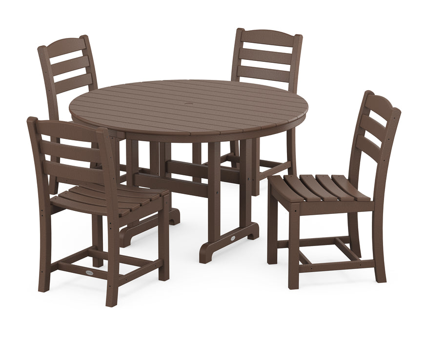 POLYWOOD La Casa Cafe Side Chair 5-Piece Round Farmhouse Dining Set in Mahogany image