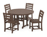 POLYWOOD La Casa Cafe Side Chair 5-Piece Round Farmhouse Dining Set in Mahogany image