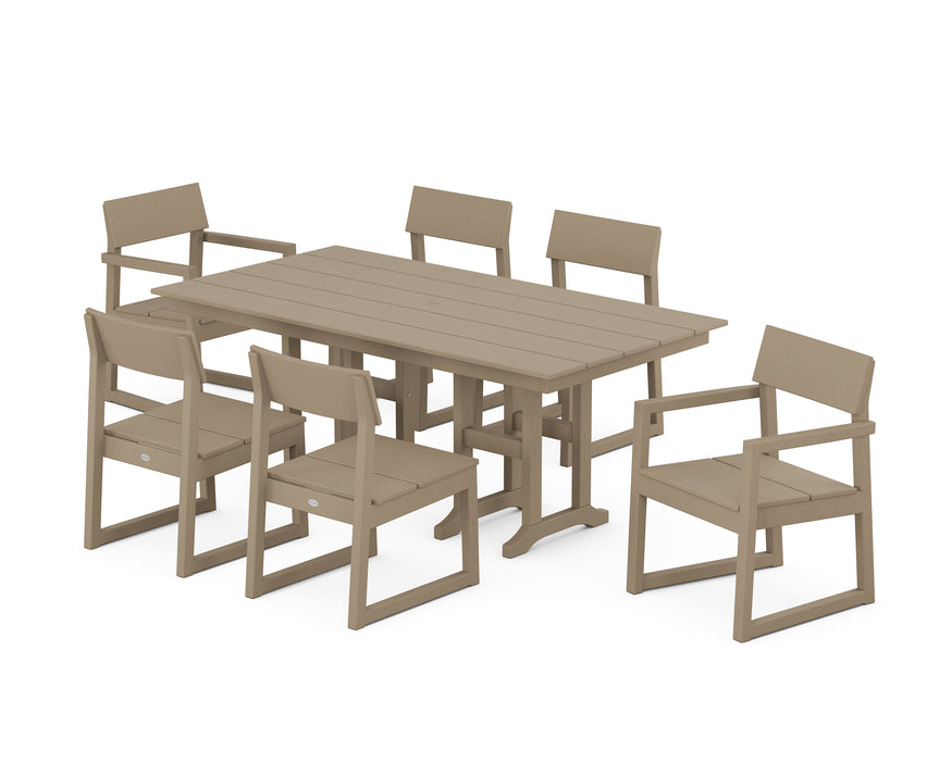 POLYWOOD EDGE 7-Piece Farmhouse Dining Set in Vintage Sahara