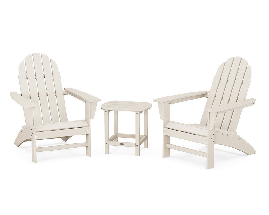 POLYWOOD Vineyard 3-Piece Adirondack Set with South Beach 18" Side Table in Sand image