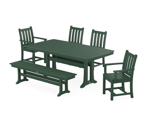 POLYWOOD Traditional Garden 6-Piece Dining Set with Trestle Legs in Green image