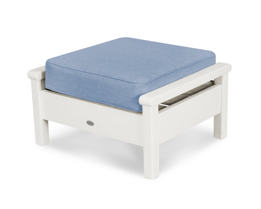 POLYWOOD Harbour Deep Seating Ottoman in Vintage White / Cast Ocean