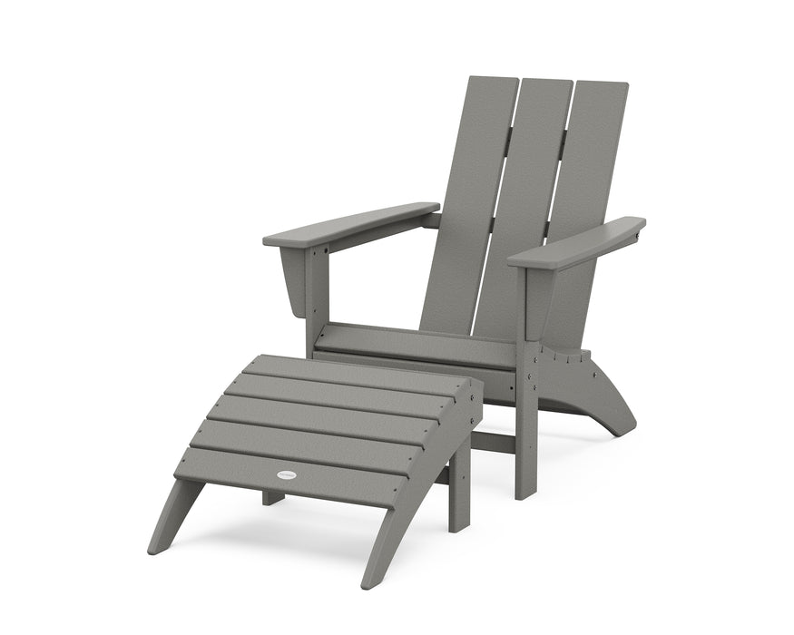 POLYWOOD Modern Adirondack Chair 2-Piece Set with Ottoman in Slate Grey image