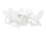 POLYWOOD 7-Piece Nautical Highback Chair Dining Set with Trestle Legs in White image