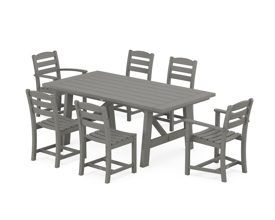 POLYWOOD La Casa Cafe 7-Piece Rustic Farmhouse Dining Set in Slate Grey image