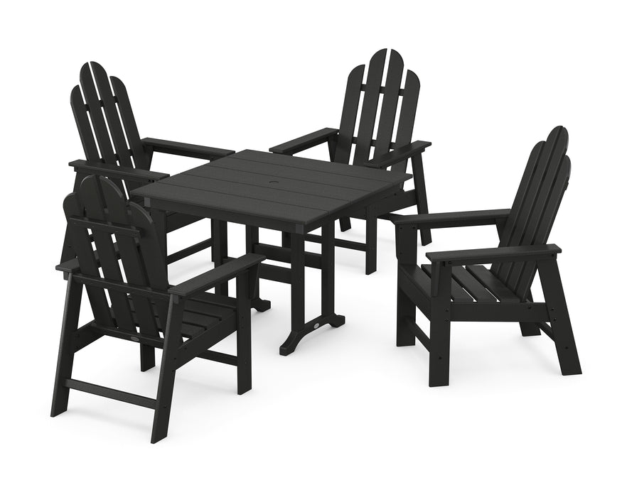 POLYWOOD Long Island 5-Piece Farmhouse Dining Set in Black