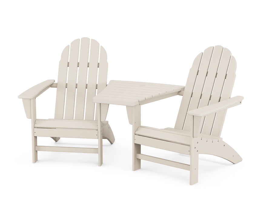 POLYWOOD Vineyard 3-Piece Adirondack Set with Angled Connecting Table in Sand image