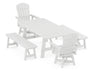 POLYWOOD Nautical Curveback Adirondack Swivel Chair 5-Piece Rustic Farmhouse Dining Set With Benches in White image