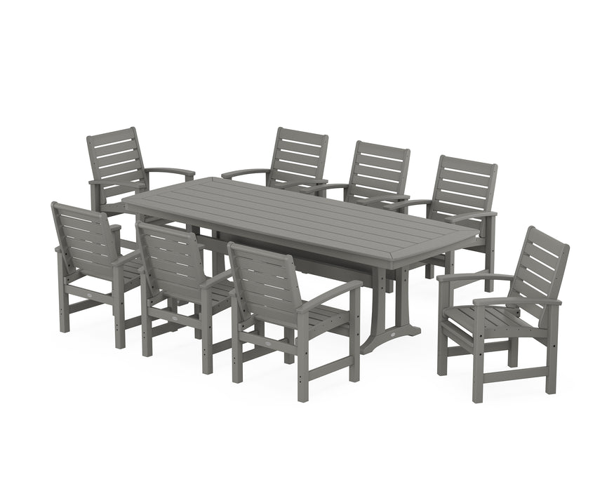 POLYWOOD Signature 9-Piece Dining Set with Trestle Legs in Slate Grey image