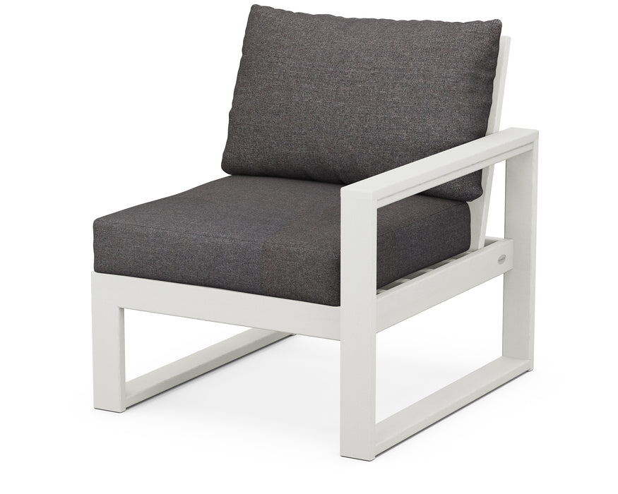 POLYWOOD EDGE Modular Right Arm Chair in Vintage White / Ash Charcoal