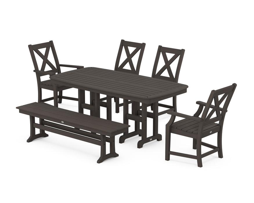 POLYWOOD Braxton 6-Piece Dining Set with Bench in Vintage Coffee