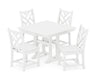 POLYWOOD Chippendale 5-Piece Farmhouse Trestle Side Chair Dining Set in White image