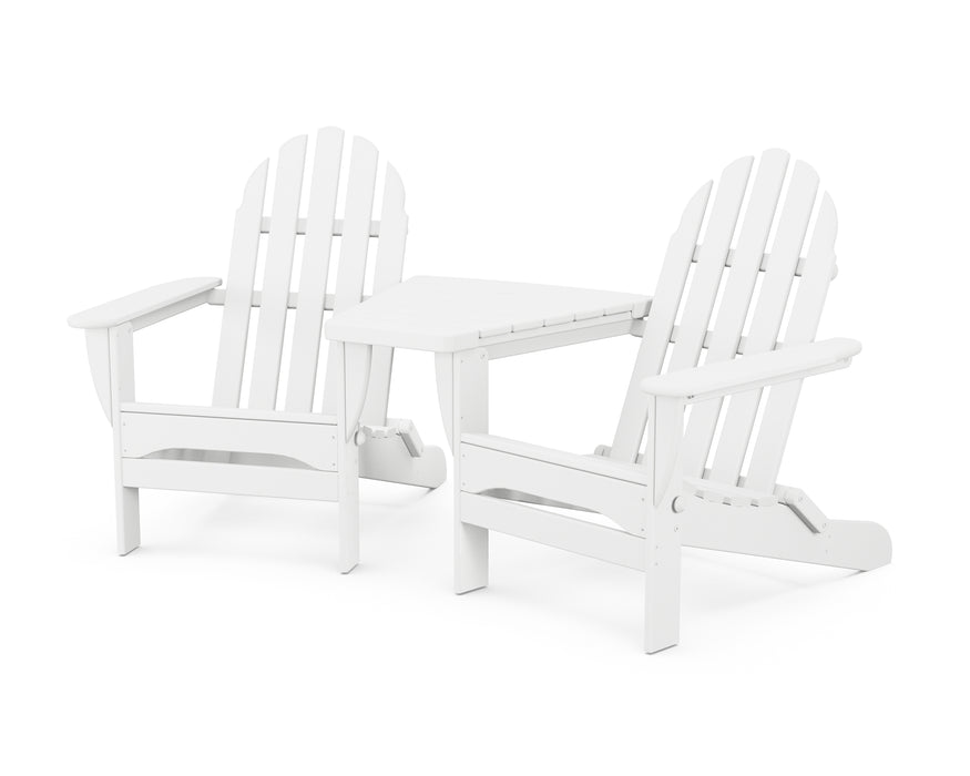 POLYWOOD Classic Folding Adirondacks with Angled Connecting Table in White