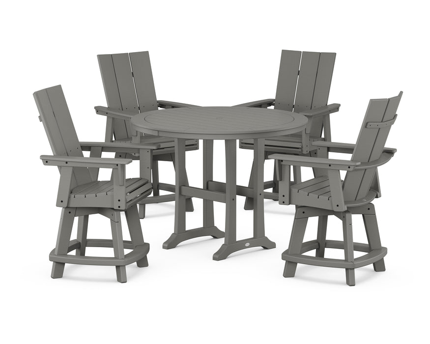 POLYWOOD 5-Piece Modern Swivel Counter Set in Slate Grey image