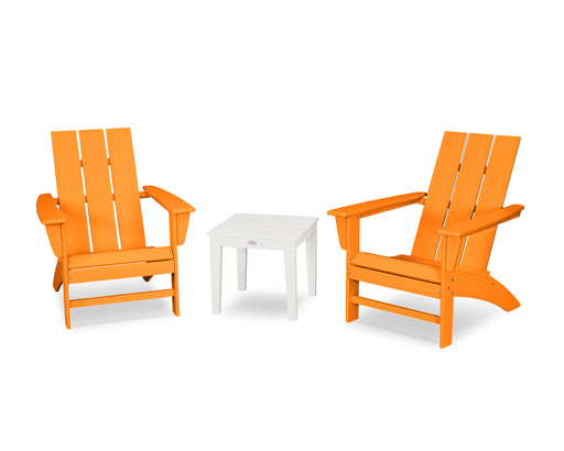 POLYWOOD Modern Adirondack 3-Piece Set in Tangerine / White image