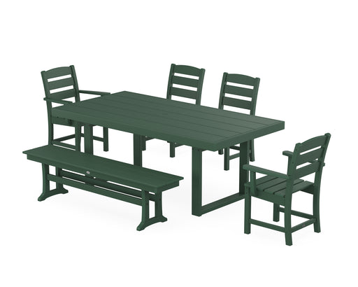 POLYWOOD Lakeside 6-Piece Dining Set with Bench in Green image