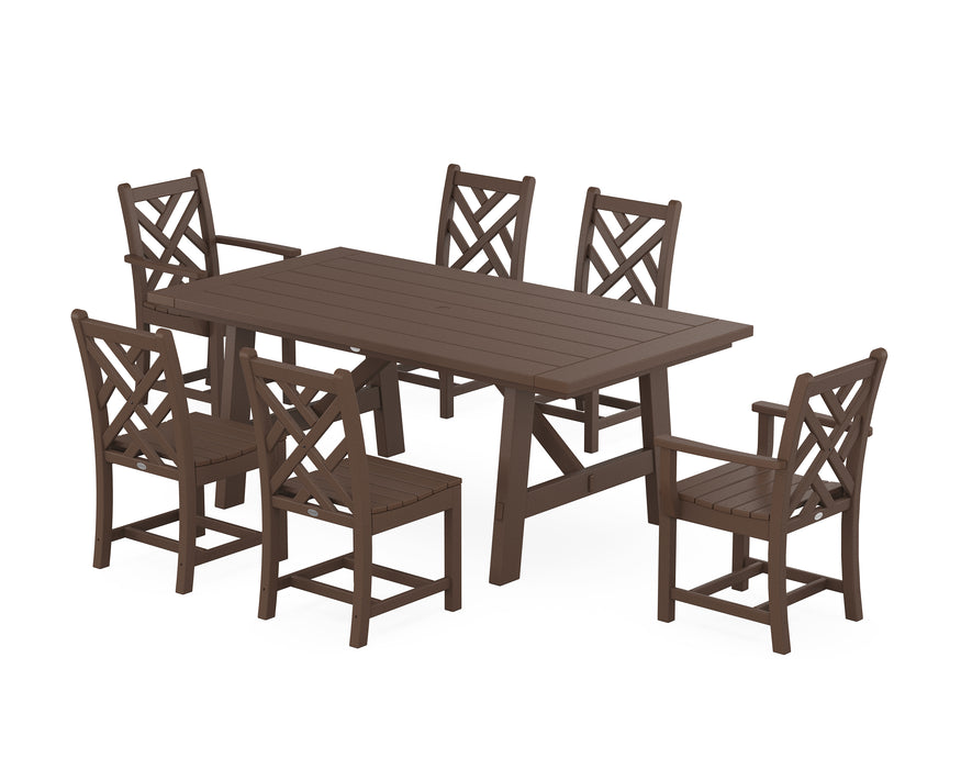 POLYWOOD Chippendale 7-Piece Rustic Farmhouse Dining Set in Mahogany image