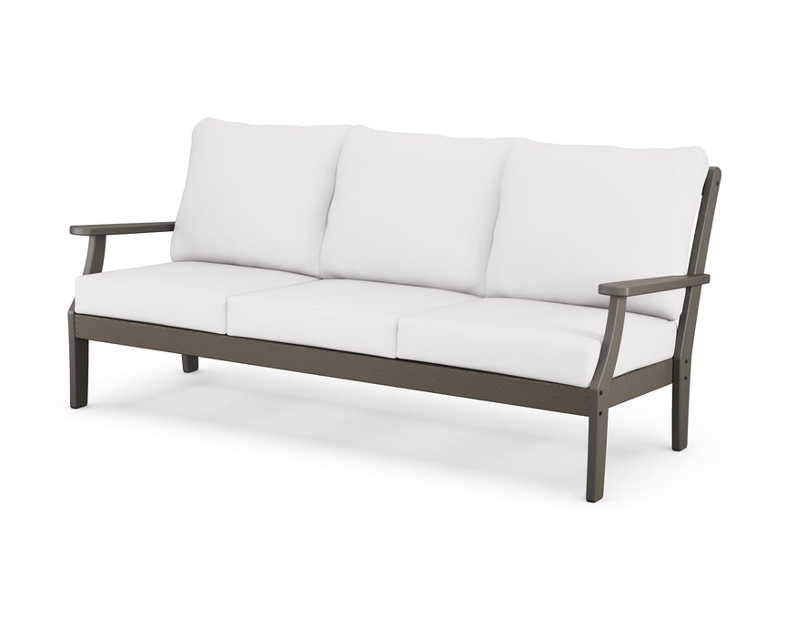 POLYWOOD Braxton Deep Seating Sofa in Vintage Coffee / Natural Linen