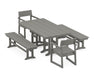 POLYWOOD EDGE 5-Piece Farmhouse Dining Set with Benches in Slate Grey image