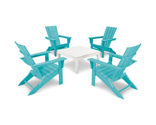 POLYWOOD Quattro 5-Piece Conversation Set in Aruba / White image