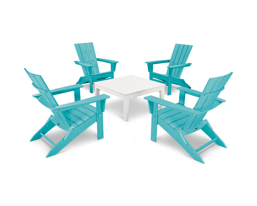 POLYWOOD Quattro 5-Piece Conversation Set in Aruba / White