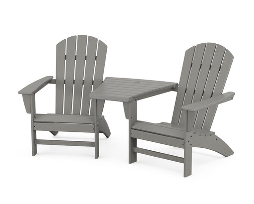 POLYWOOD Nautical 3-Piece Adirondack Set with Angled Connecting Table in Slate Grey image