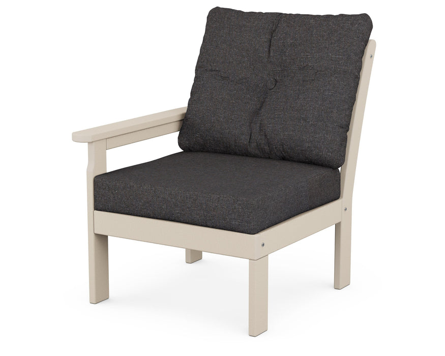 POLYWOOD Vineyard Modular Left Arm Chair in Sand / Ash Charcoal