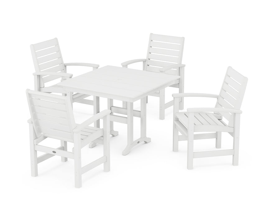 POLYWOOD Signature 5-Piece Farmhouse Dining Set in White