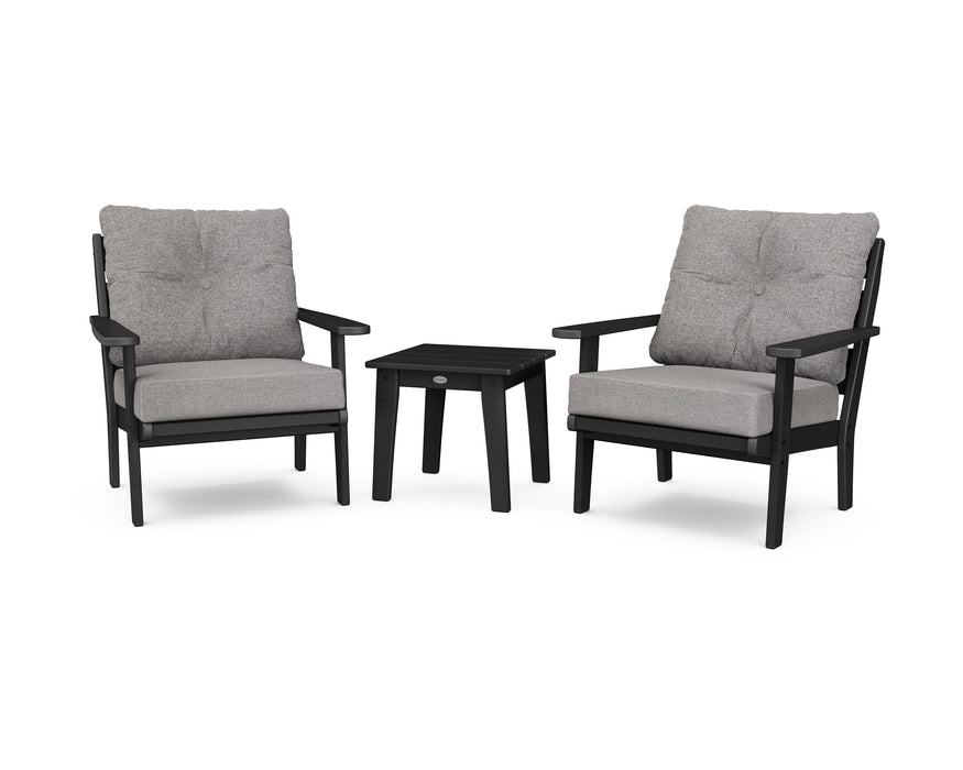 POLYWOOD Lakeside 3-Piece Deep Seating Chair Set in Black / Grey Mist