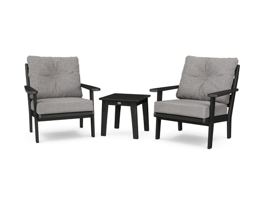 POLYWOOD Lakeside 3-Piece Deep Seating Chair Set in Black / Grey Mist image