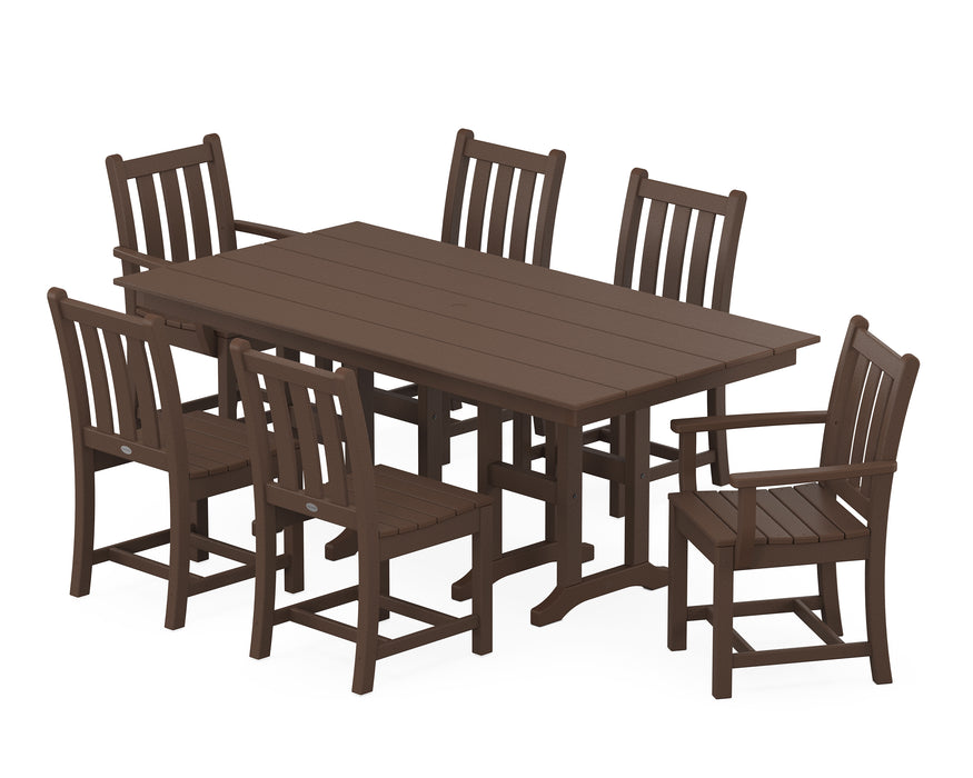 POLYWOOD Traditional Garden 7-Piece Farmhouse Dining Set in Mahogany