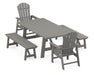 POLYWOOD South Beach 5-Piece Rustic Farmhouse Dining Set With Benches in Slate Grey image