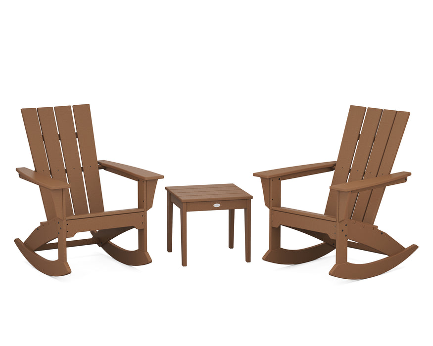 POLYWOOD Quattro 3-Piece Rocker Set in Teak