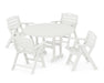POLYWOOD Nautical Lowback Chair 5-Piece Round Farmhouse Dining Set in Vintage White image