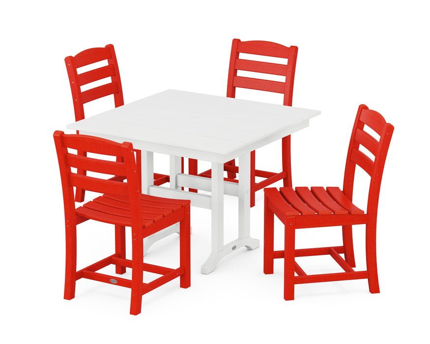 POLYWOOD La Casa Cafe Side Chair 5-Piece Farmhouse Dining Set in Sunset Red image